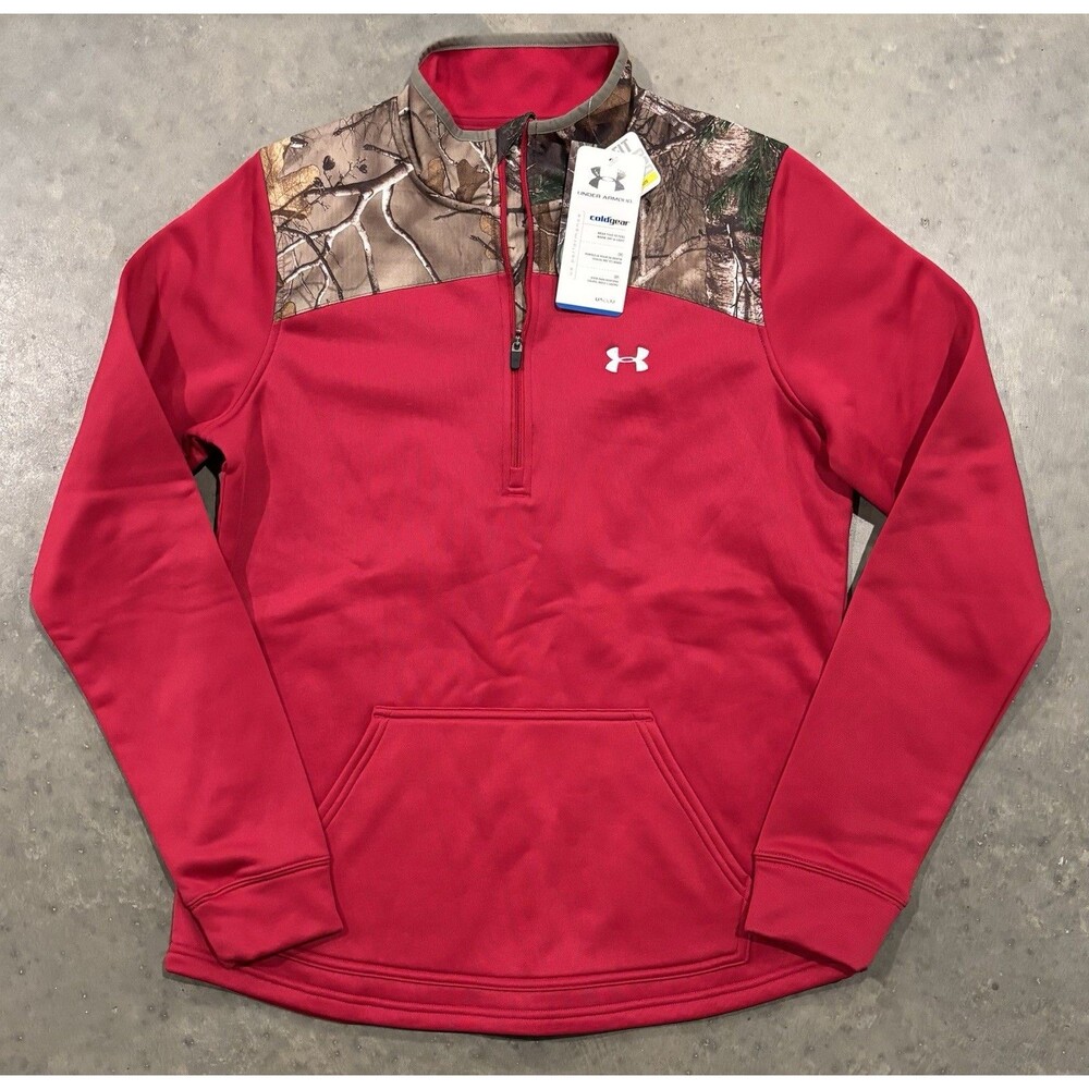 NEW Under Armor 1/2 Zip Camo Hot Pink Fleece Warm Pullover Jacket Womens Medium
